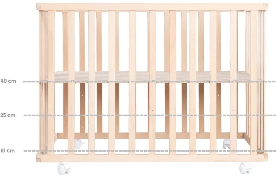 Țarc pentru copii în culoare naturală cu înălțime reglabilă/cu roți 75x100 cm Style – Roba