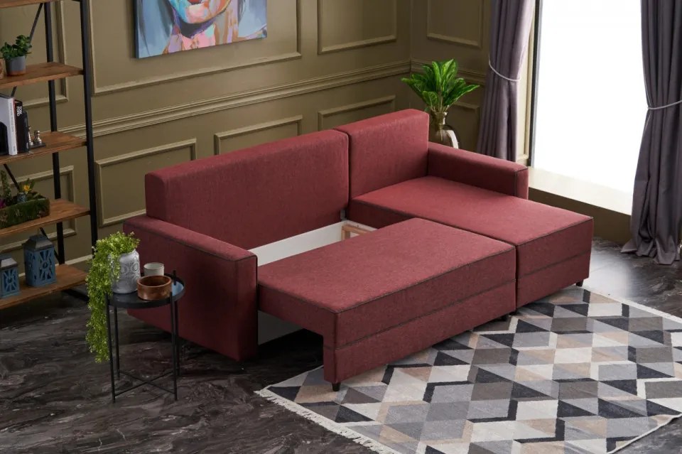 Coltar Extensibil pe Dreapta, Cadru Lemn de Brad, Ece, Bordo