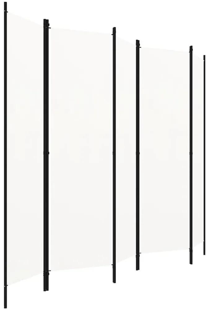 320723 vidaXL Paravan de cameră cu 5 panouri, alb crem, 250 x 180 cm
