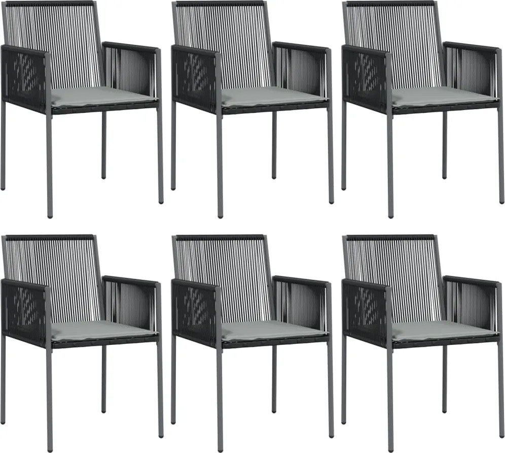 vidaXL Scaune grădină cu perne 6 buc. negru 54x60,5x83,5 cm poliratan