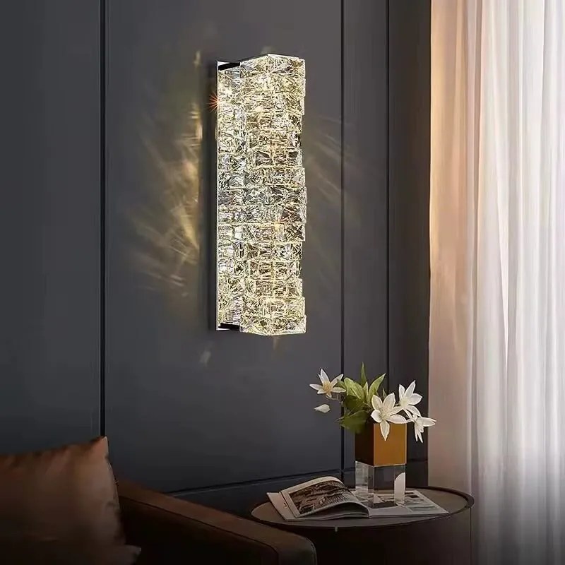 Aplică LED cu Cristale – 20W, 3 Tipuri de Lumină, Design Modern Argintiu, 46×12×16 cm