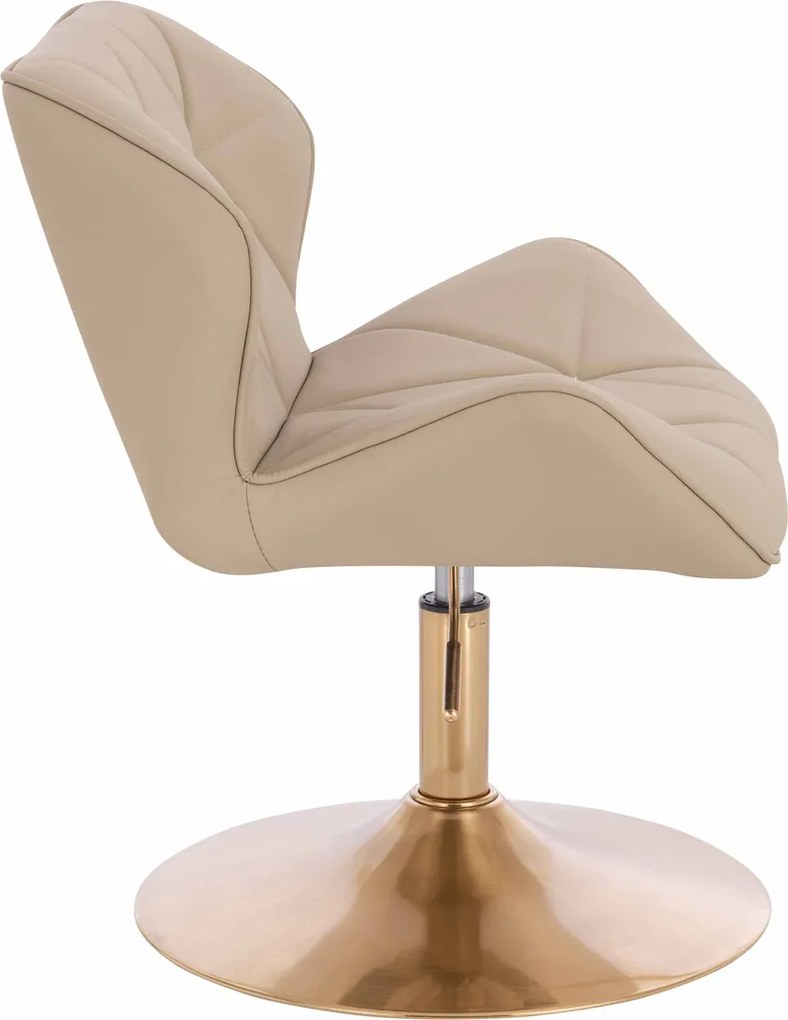 HR111N Scaun Crem Piele Ecologica Premium Soft cu Bază Aurie