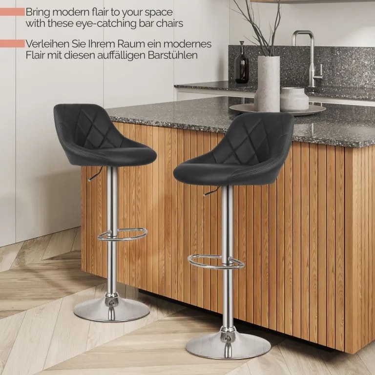 MIADOMODO Scaun de bar 2pcs, fără cotieră, negru