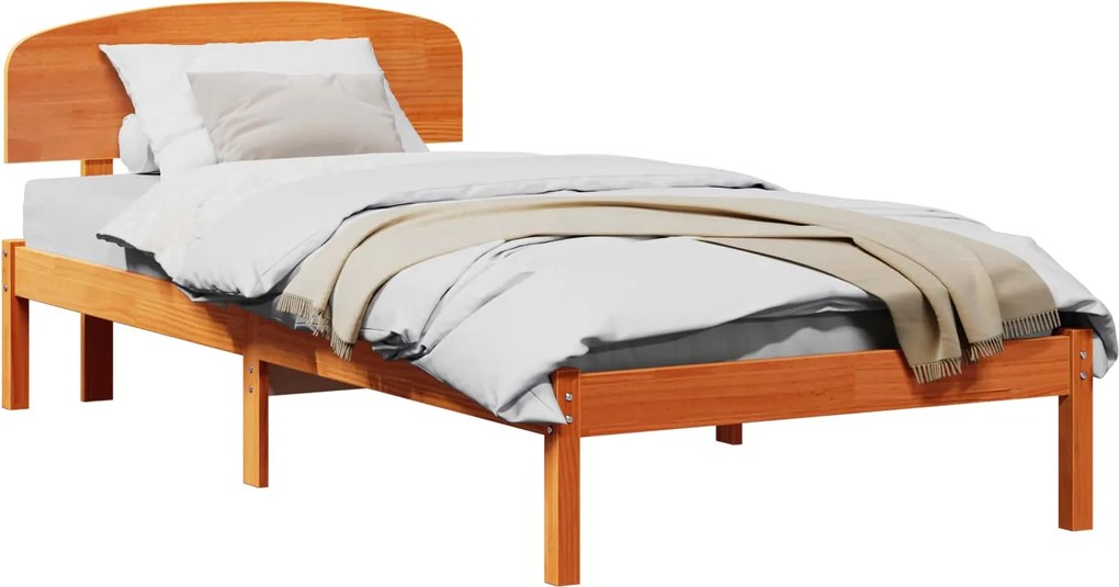 vidaXL Cadru de pat Maroniu cerat 100 x 200 cm Lemn de pin masiv