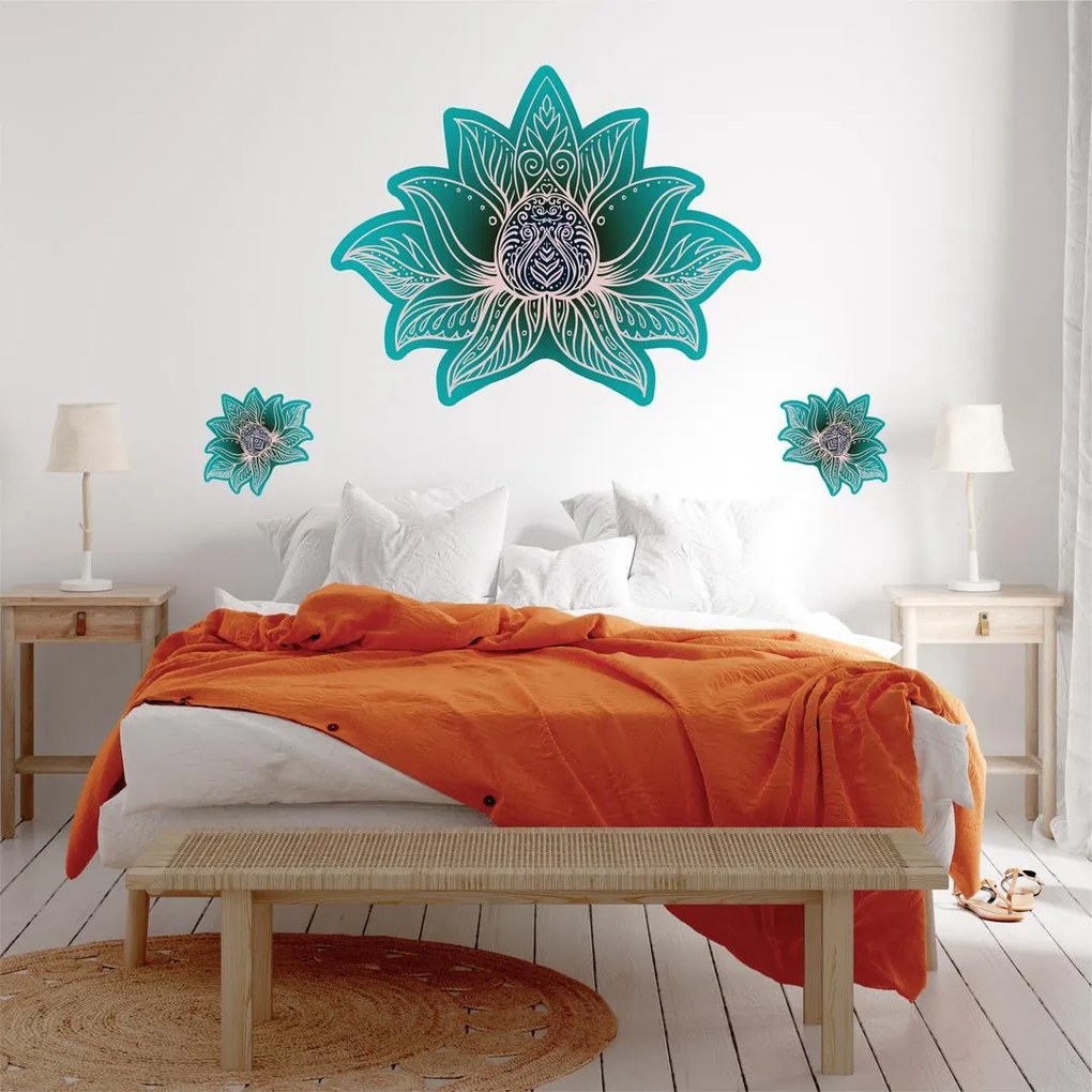 Autocolante de perete - Mandala de lotus - turcoaz