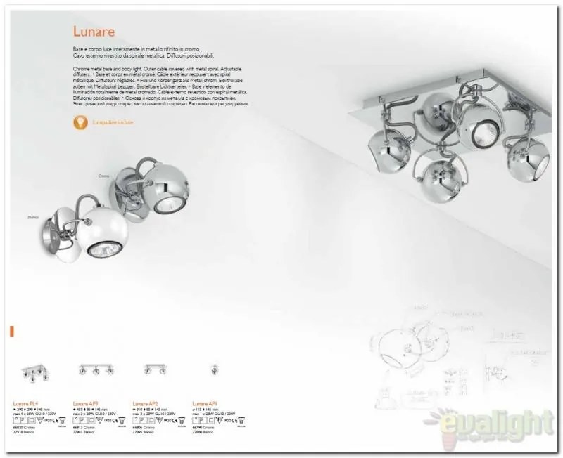 Plafonier reglabil LUNARE PL4 Cromo 066820