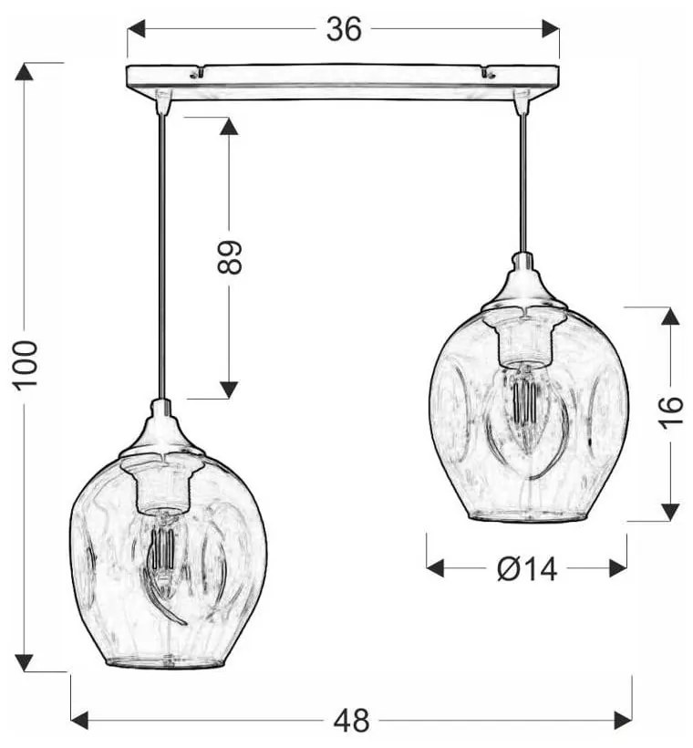 Lustră neagră cu abajur din sticlă 14x48 cm Aspa – Candellux Lighting