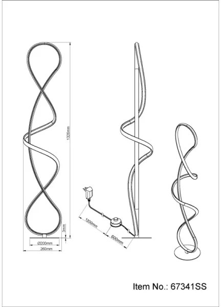 Lampadar LED Globo 67341SS SWIRL LED/36W/230V negru