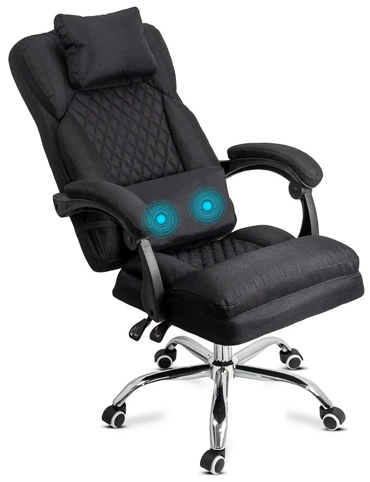 Scaun de birou cu pernă lombară cu masaj din stofă OFF 936 negru