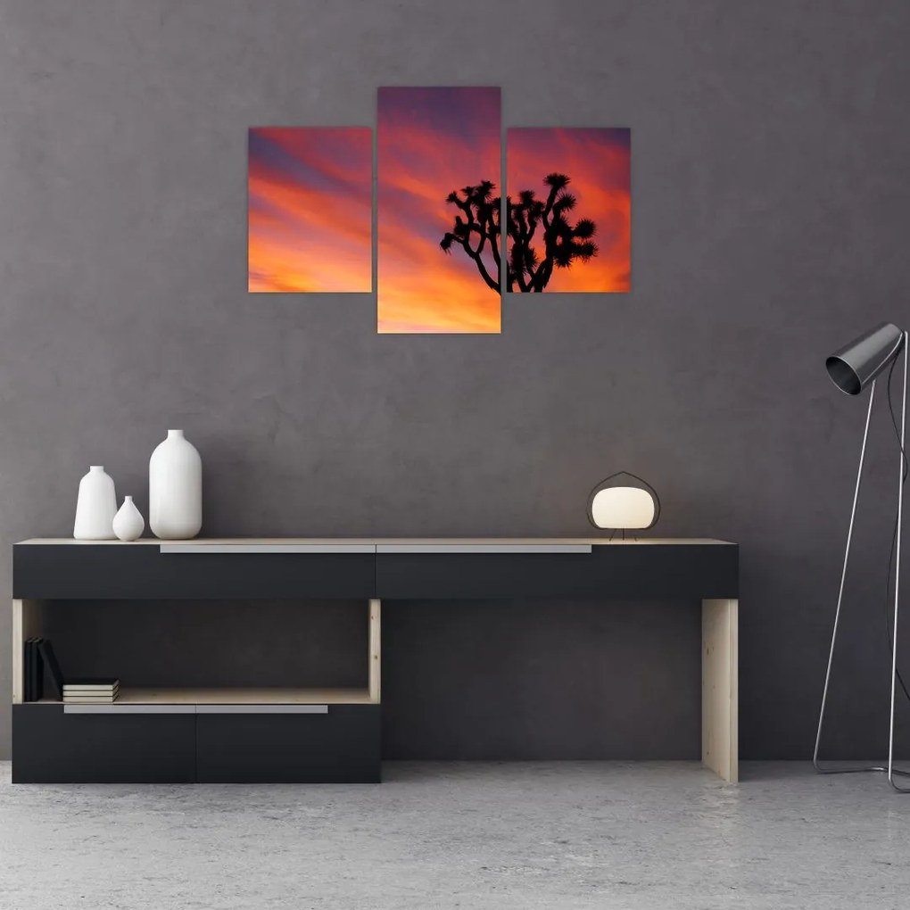 Tablou apus de soare deasupra siluetei unui copac (90x60 cm)