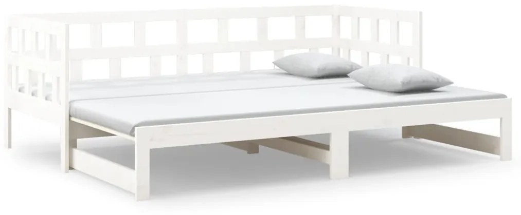 820223 vidaXL Pat extensibil de zi, alb, 2x(90x200) cm, lemn masiv de pin