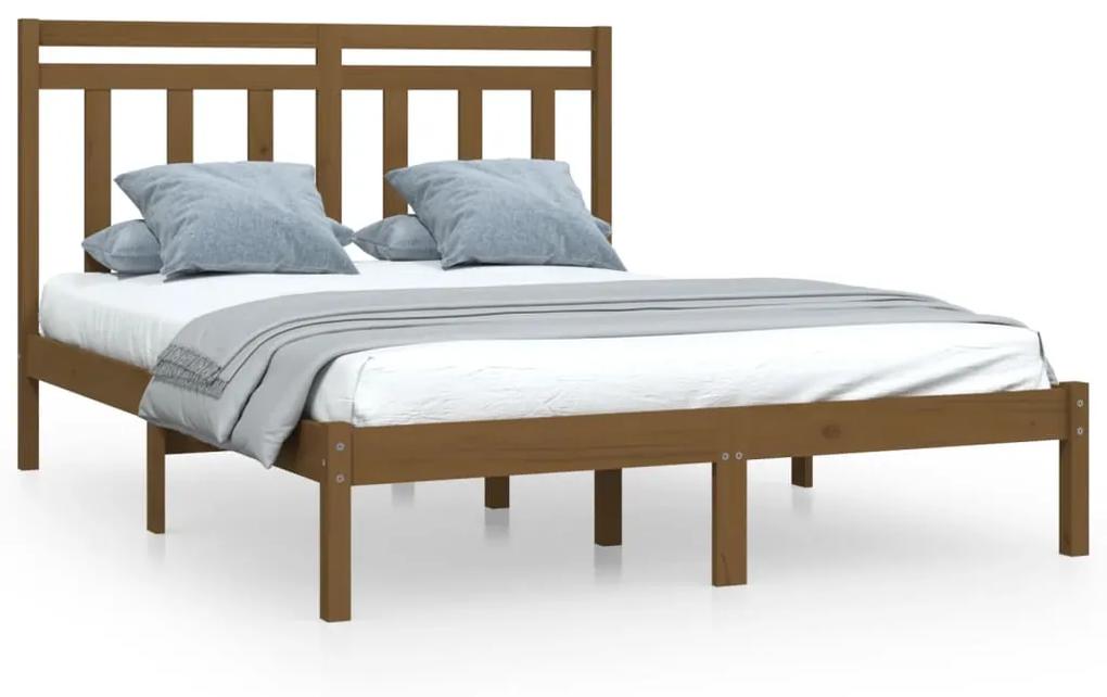 3105253 vidaXL Cadru de pat, maro miere, 140x200 cm, lemn masiv