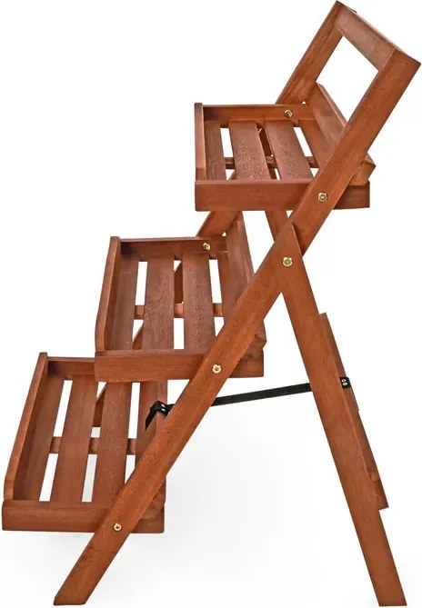 Suport flori pliabil din lemn de salcâm 79 × 56 × 59 cm - 3 rafturi
