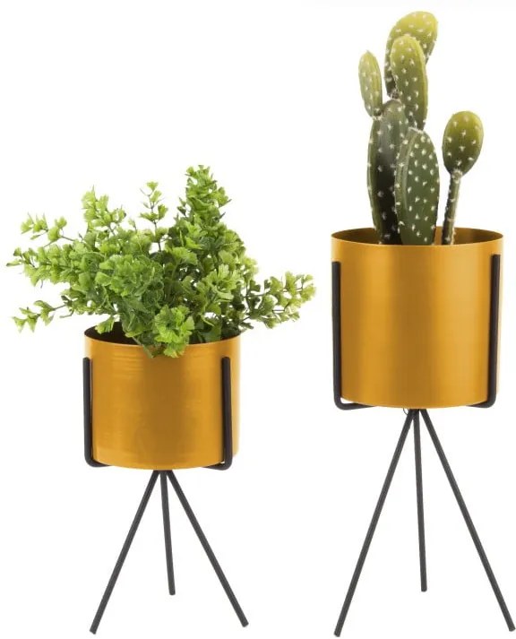 Set 2 suporturi din fier pentru flori PT LIVING Pedestal, galben ocru