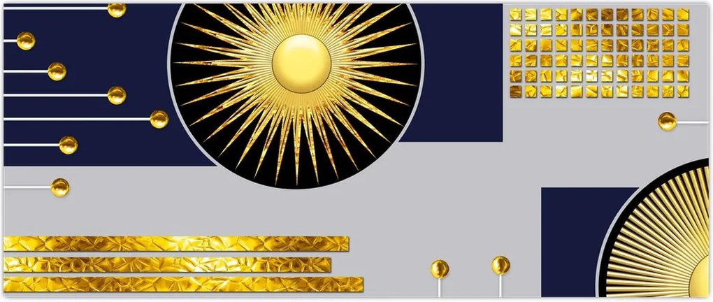 Tablou - Cercuri aurii (120x50 cm)