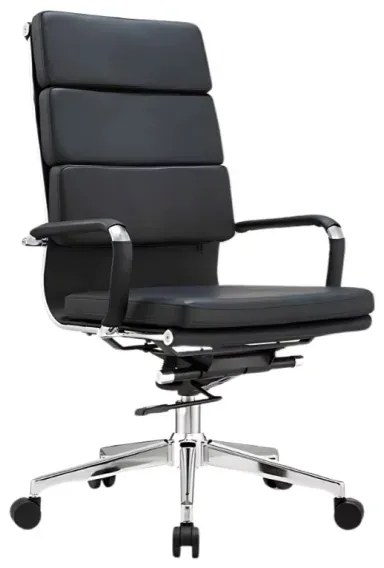 Scaun de birou ergonomic ,reglabil din piele ecologica si cadru din aluminiu ,culoare: negru  ,design modern și elegant ,calitate premium ,dimensiuni 570*535*1070-1130
