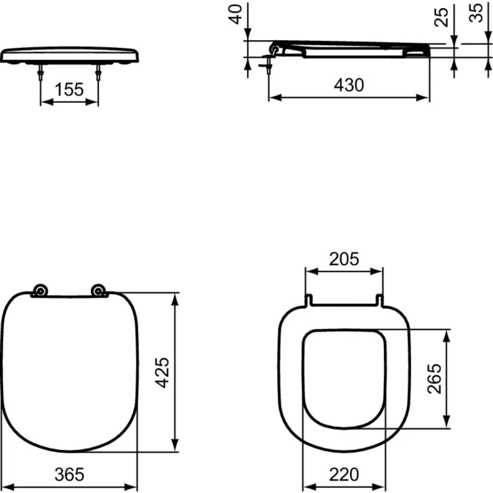 Capac WC softclose, 366x428x27 mm, alb