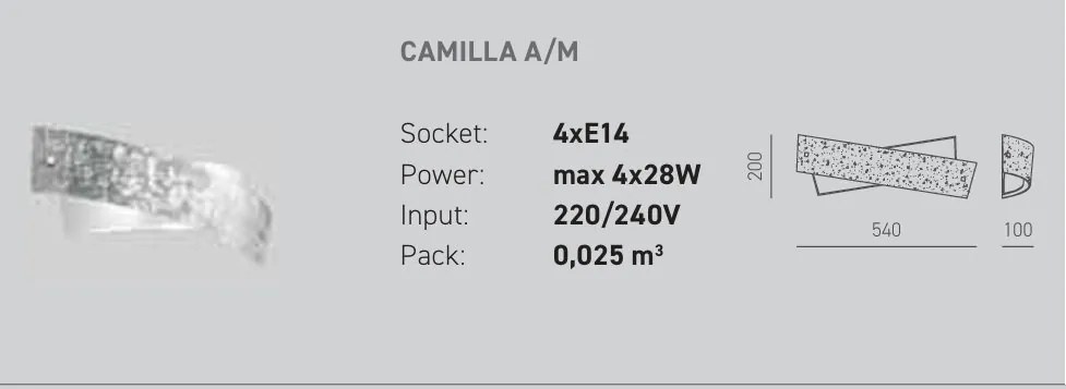 Aplica de perete CAMILLA cu foita aurie sau argintie