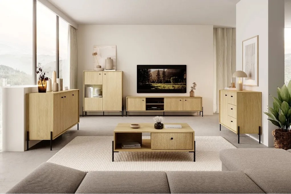 Masuta de cafea in decor stejar SCANDI 2S