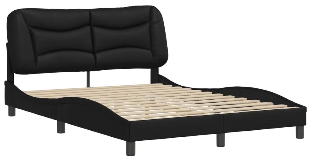 3208002 vidaXL Cadru de pat cu tăblie, negru, 140x200 cm, piele ecologică