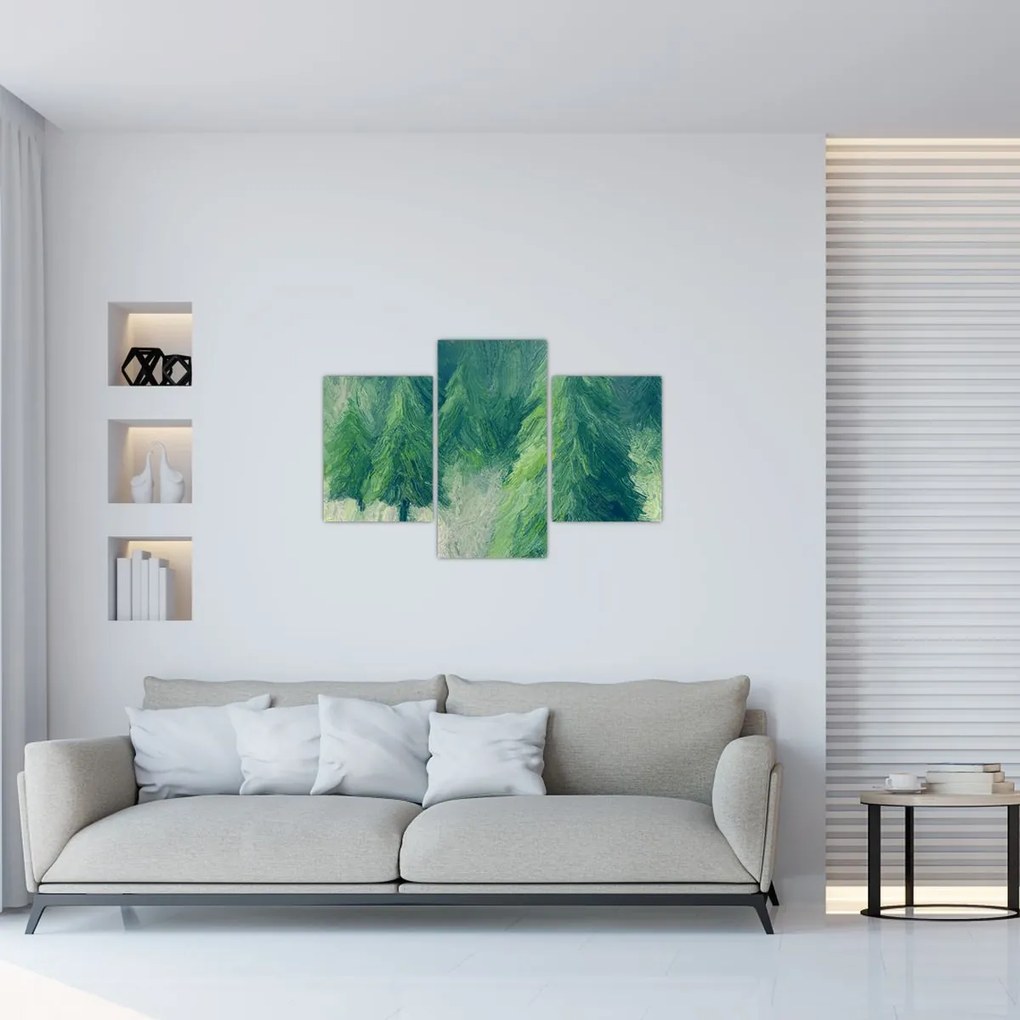 Tablou - Conifere pictate (90x60 cm)