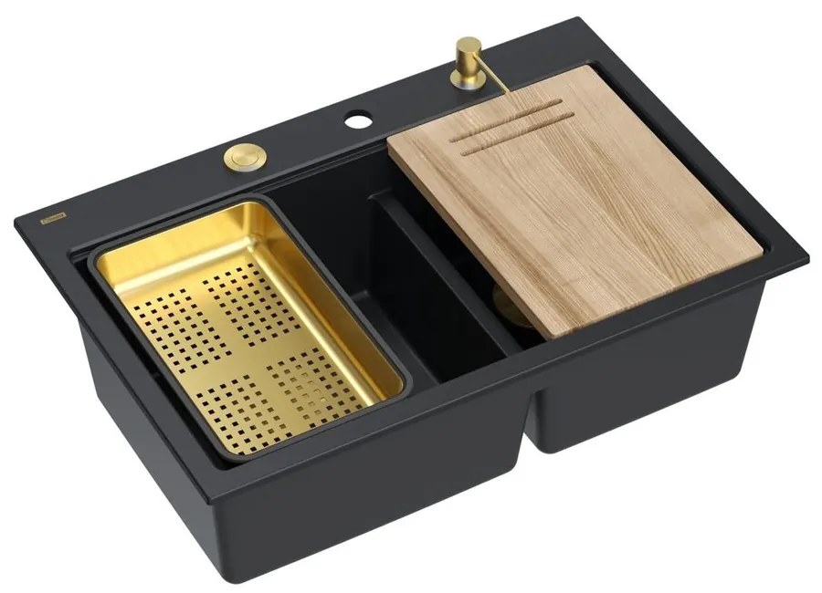 Statie de lucru incastrata Quadron Unique Marc 120 negru - auriu 76x50 cm