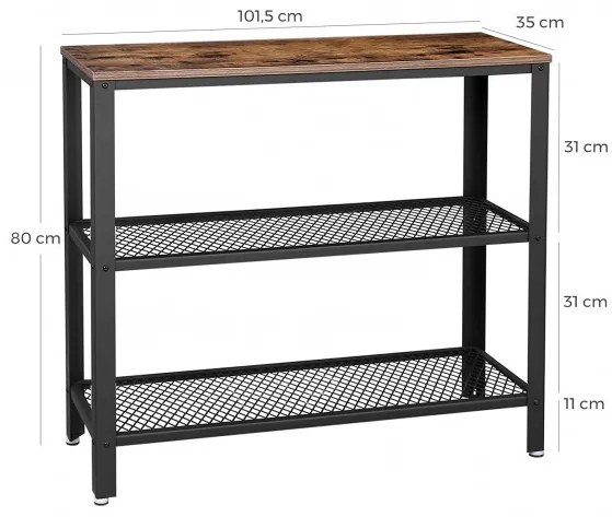 Masa Consola Vintage Cu 2 Polite, 101,5 x 35 x 80 Cm