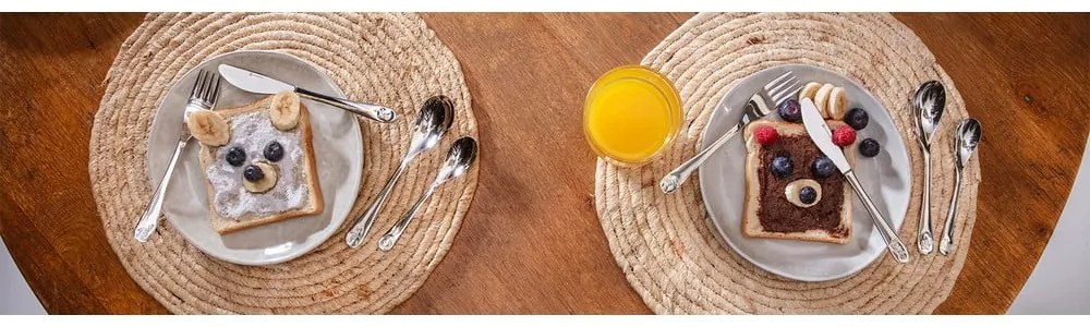 Tacâmuri argintii din oțel inoxidabil pentru copii 4 buc. Space – Zilverstad