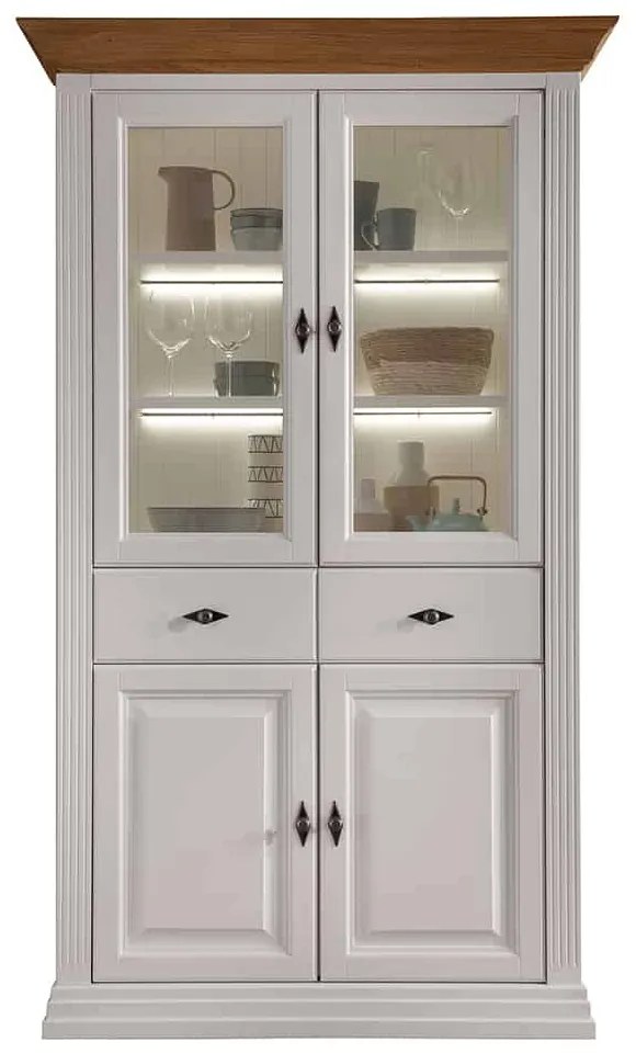 Vitrina Dubla Lucy, Stejar, 116x45x198,5 cm