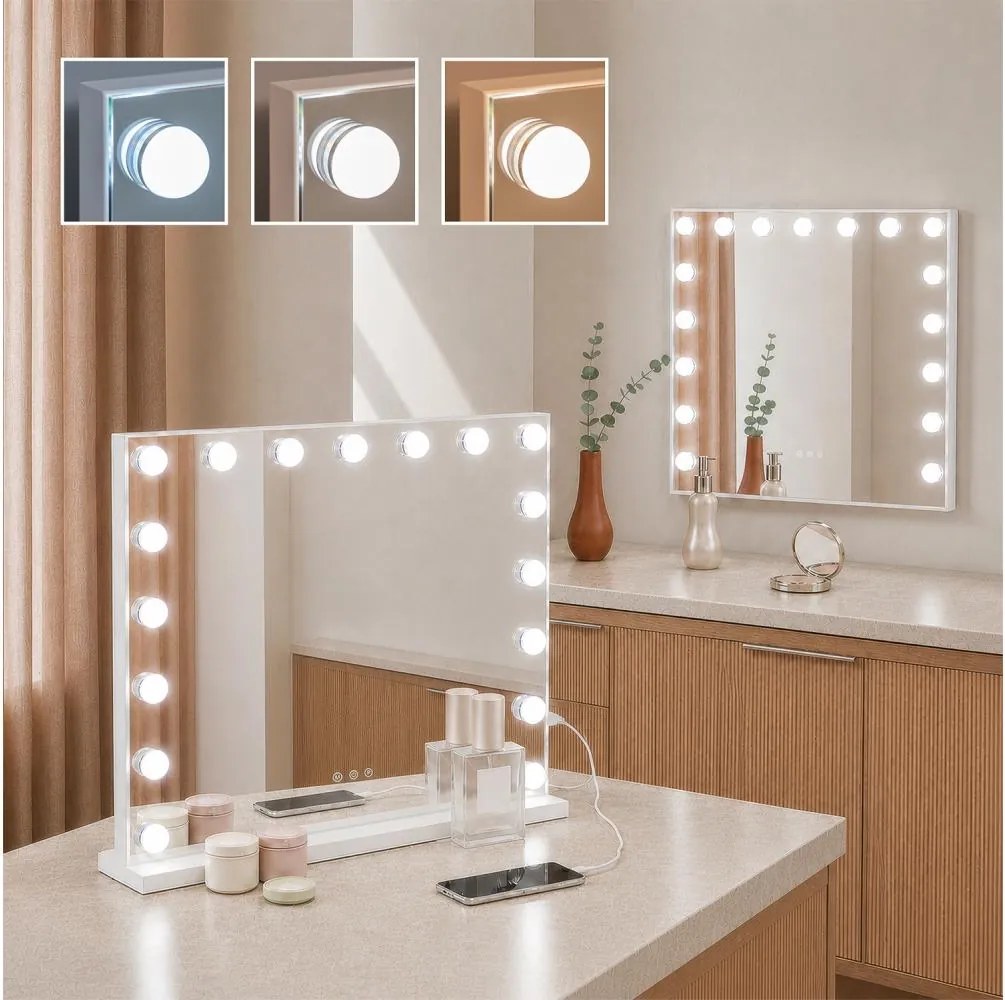 BRILAGI - LED oglindă de machiaj cu intensitate reglabilă HOLLYWOOD LED/15W/230V 60x50 cm albă