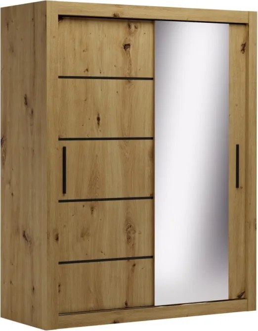 Dulap cu usi glisante 160x200 cm, Mox, ADRK Furniture (Culoare: Alb)