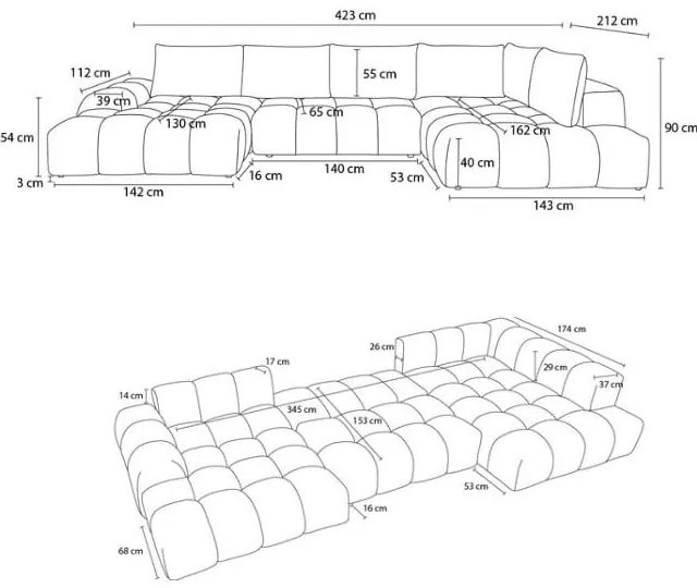 Colțar gri închis extensibil/cu spațiu de depozitare cu tapițerie din chenille (cu colț pe partea dreaptă/în formă de "U") Everest – Bobochic Paris