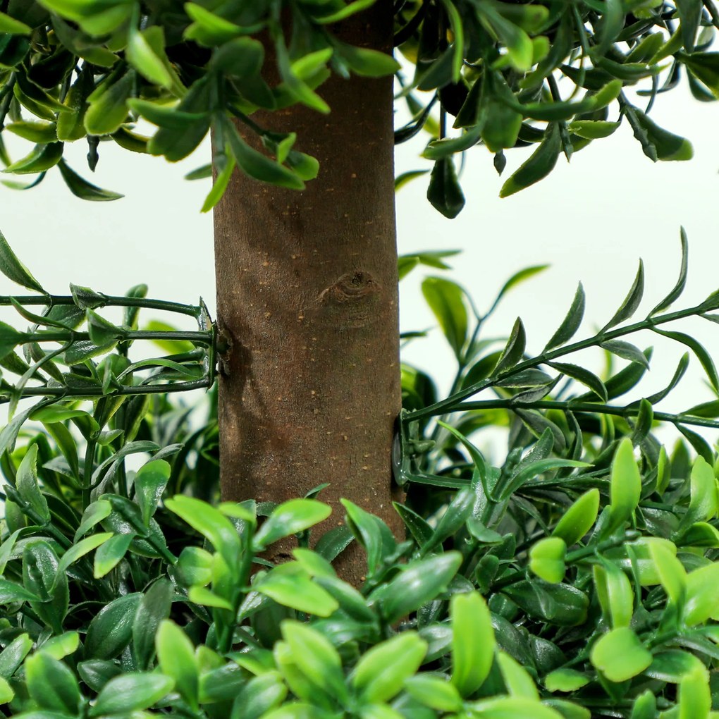 HOMCOM Lot de 2 arbori artificiali 101,6 cm 3 bușoni de buxus topiaires plantă falsă verde PE cu ghiveci interior și exterior | Aosom Romania