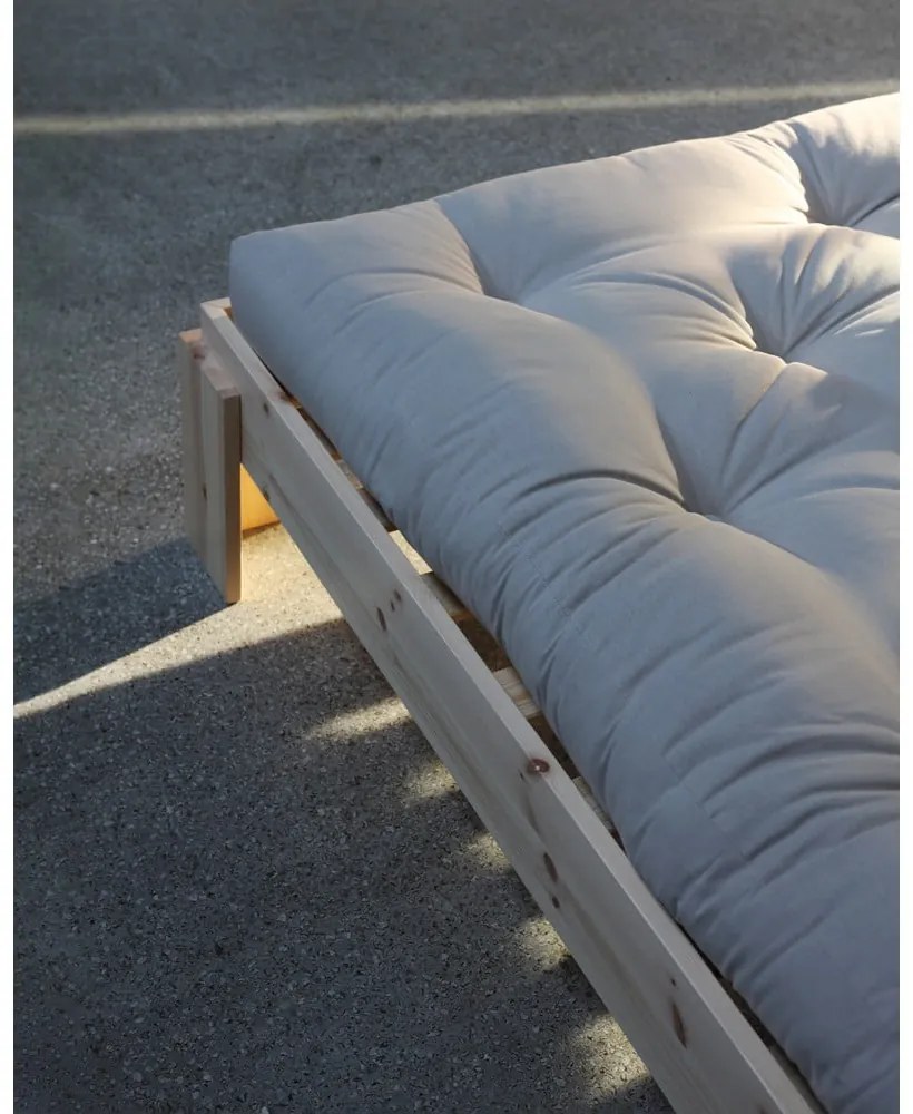 Pat matrimonial în culoare naturală din lemn de pin cu somieră 160x200 cm Layers – Karup Design
