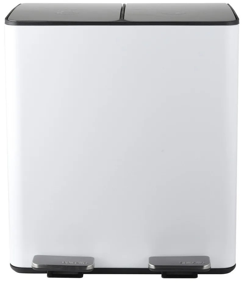 Coș de gunoi alb mat pentru reciclare/cu pedală 2x20 l din oțel Aliya – Spirella