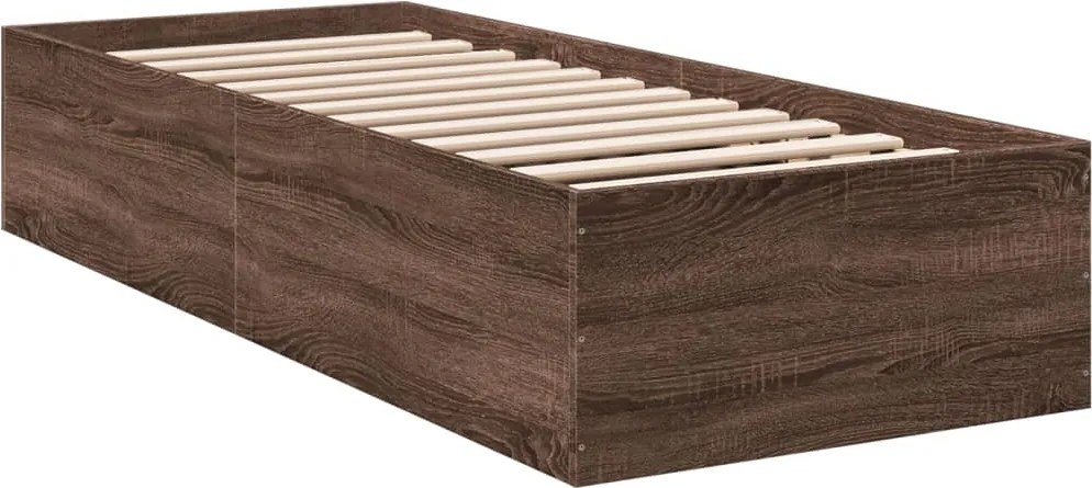 vidaXL Cadru de pat, stejar maro, 90x200 cm, lemn prelucrat