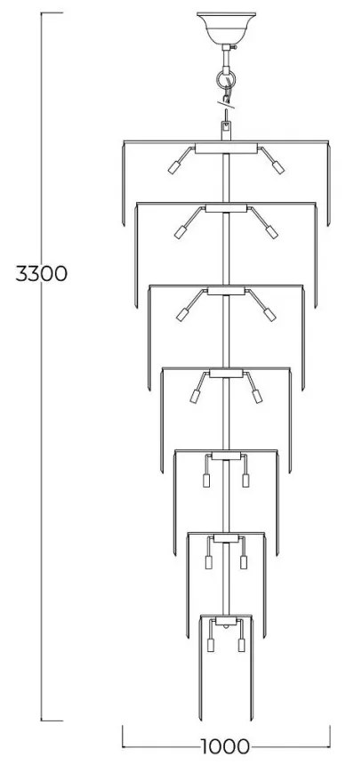 Lustra spectaculoasa pentru casa scarii sau hol LUXE crom, H-330cm