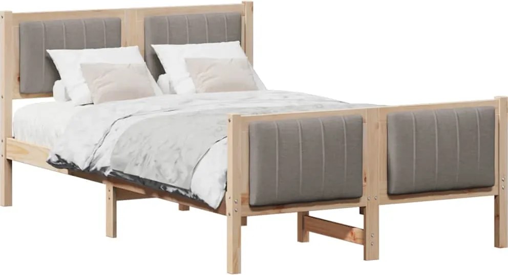 vidaXL Cadru de pat Maroniu și taupe 120 x 190 cm Lemn masiv de pin