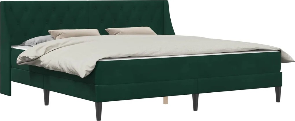 vidaXL Cadru de pat cu saltea Verde închis 200 x 200 cm Catifea