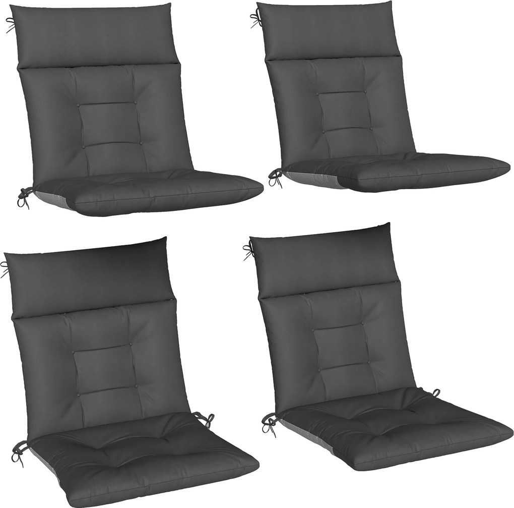 Outsunny Set de 4 perne pentru scaune de grădină impermeabile și antiderapante cu spătar și curele 112x53 cm Gri Închis | Aosom Romania