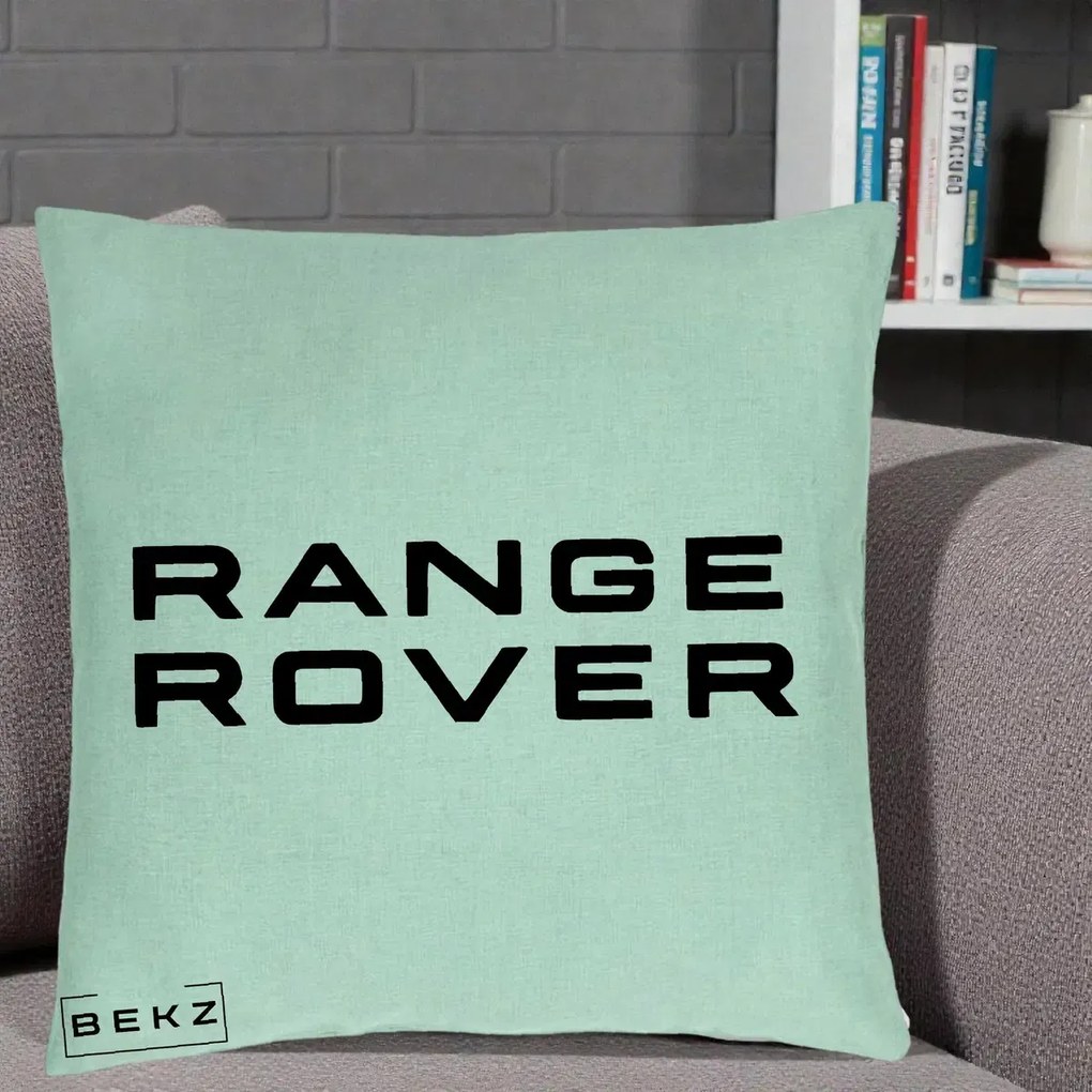 Perna Personalizata cu emblema Range Rover, 40x40 cm, Verde Menta, Husa Detasabila, Perna Inclusa, BEKZ®