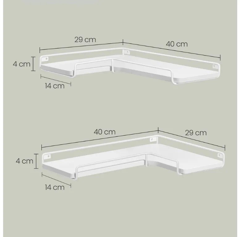 Rafturi de colt TAYLOR 29x40 cm, set 2 buc, albe