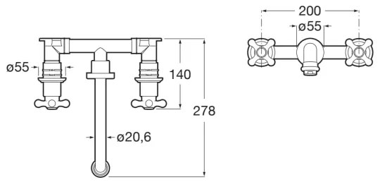 Roca A5A474BC00 - Baterie încastrată pentru lavoar CARMEN, crom