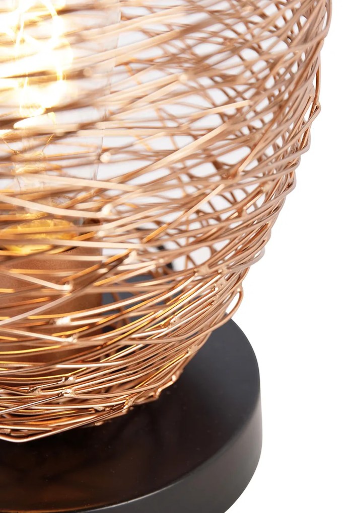Lampă de masă de design din cupru cu negru 30 cm - Sarella