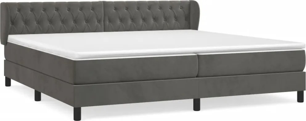 vidaXL Pat box spring cu saltea, gri închis, 200x200 cm, catifea