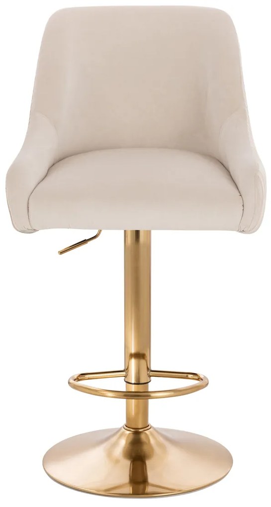 HR920W Scaun Crem din Catifea cu Bază Aurie
