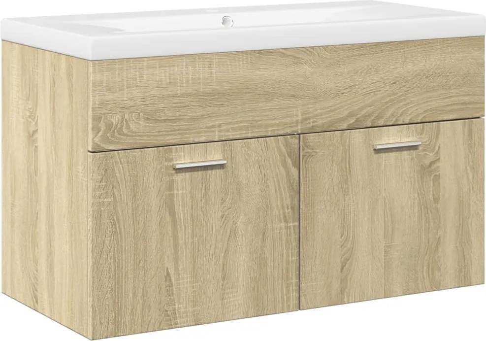 vidaXL Dulap pentru chiuvetă de baie, lavoar încorporat, stejar sonoma