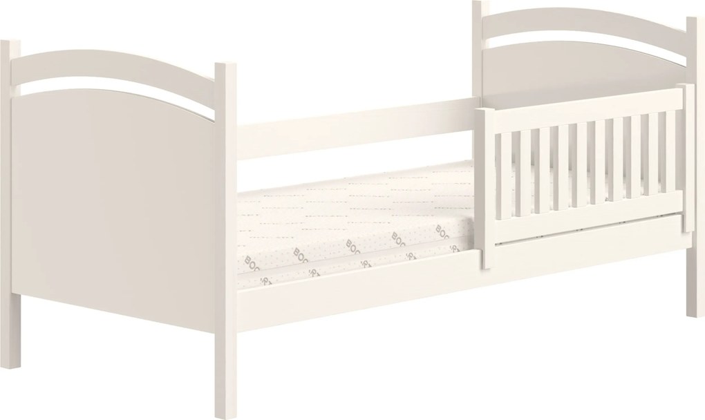 Pat copii cu tablă de scris Amely 70x140 - culoare alb