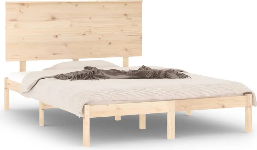 vidaXL Cadru de pat fără saltea, 140x190 cm, lemn masiv de pin