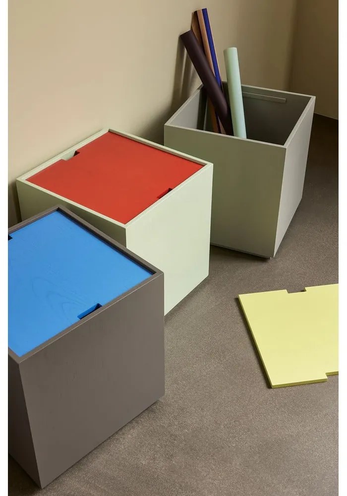 Cufăr albastru/gri închis din lemn masiv de frasin 40x45 cm Vault – Hübsch